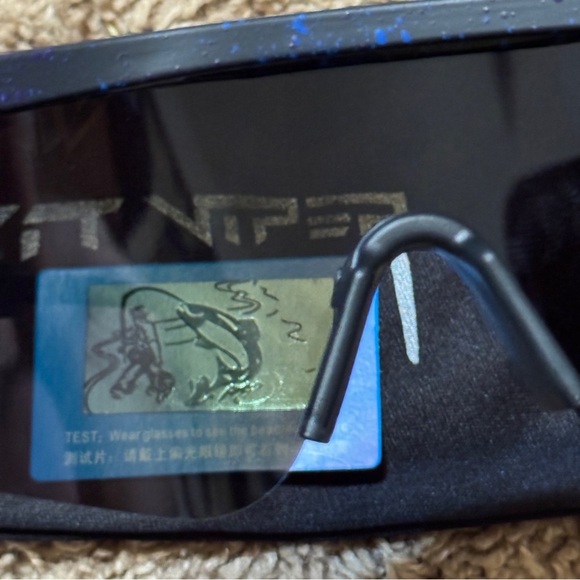 NWT Pit Viper Polarized Sunglasses Blue Lens Black Frame Blue Splatter - Picture 8 of 8